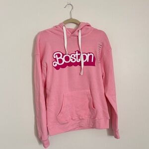 Pink Boston Hoodie in Barbie Font